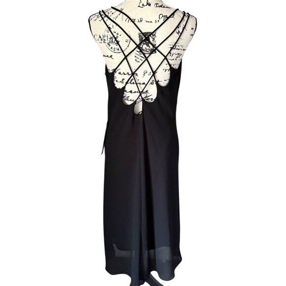 Jump Apparel Women's Sz 14 Vintage Y2K Strappy Rhinestone Black Party Dress NEW - Picture 2 of 5